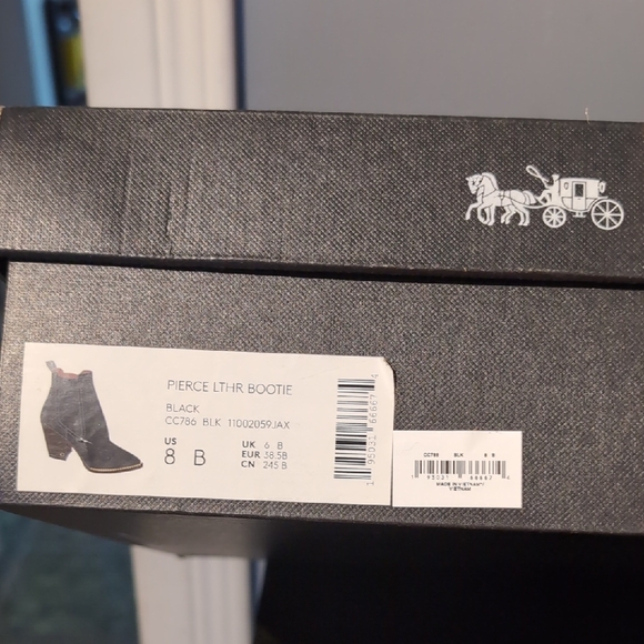 Coach Black Leather Ankle Boots with Stud Accents - Picture 6 of 7